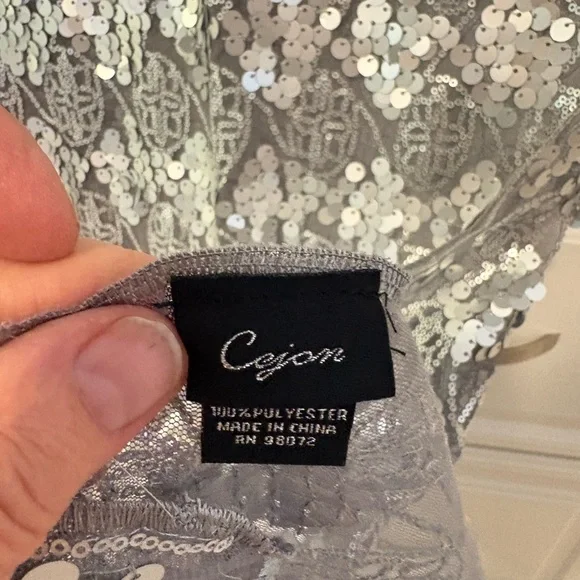 Silver Sequin Lace Scarf - Picture 3 of 3